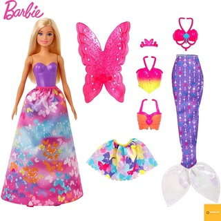 Barbie Dreamtopia แต่งตัวตุ๊กตาบาร์บี้ เป็นนางเงือก นางฟ้า และเจ้าหญิง Dress Up Doll Gift Set ของแท้