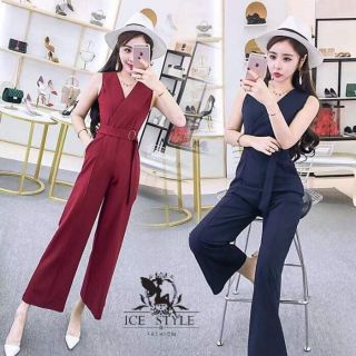 ♦️♦️ Jumpsuit ผ้าฮานาโกะ มีเข็มขัดเก๋ๆให้ในตัวมีกระเป๋าทั้งสองข้าง ซิปซ่อนด้านหลังเนื้อผ้าดีเว่อร์