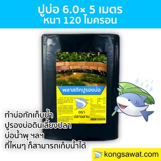 ผ้ายางปูบ่อ พลาสติกปูบ่อ ปูบ่อ LDPE ขนาด 6.0 × 5 เมตร สีดำ หนา 0.12 มิล