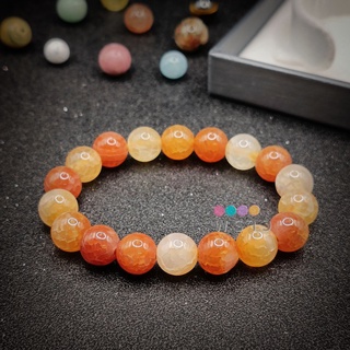 (พราว) หินเกล็ดมังกรส้ม Orange Crackle Agate (ขนาด 10 มม.) ผ่านพิธีปลุกเสกและบรรจุพุทธคุณเรียบร้อยแล้ว