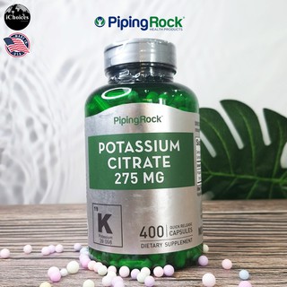 โพแทสเซียม PipingRock® Potassium Citrate 275 mg 400 Quick Release Capsules Piping Rock