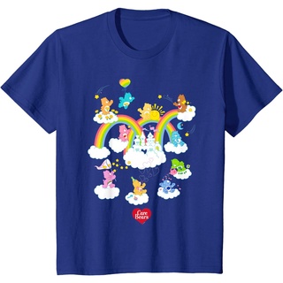 ผ้าฝ้ายคอกลมเสื้อยืดคอกลม แขนสั้น ผ้าฝ้าย 100% พิมพ์ลาย Care Bears in the Clouds สําหรับเด็กfrom S-4XL