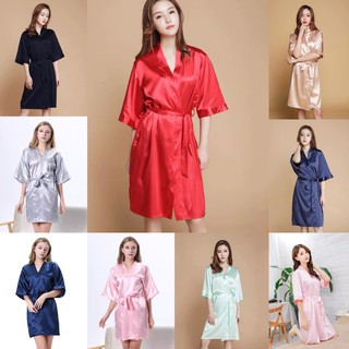 H-B shop - ชุดนอน ผ้าซาติน ชุดคลุมของผู้หญิง รุ่น 1805
