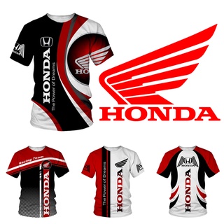 ใหม่ เสื้อยืดลําลอง แขนสั้น พิมพ์ลายโลโก้รถยนต์ Honda 3d แฟชั่นสําหรับผู้ชาย และผู้หญิง เหมาะกับการเล่นกีฬา ไซซ์ S-5XL 2022