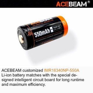 ACEBEAM IMR16340NP 550mAh 3.7V 2.0Wh High-drain Rechargeable Li-ion Battery