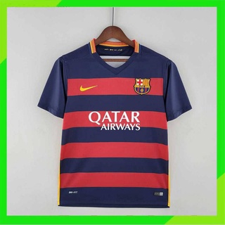 เสื้อกีฬาแขนสั้น ลายทีมชาติฟุตบอล Barcelona 15-16 ชุดเหย้า สไตล์เรโทร