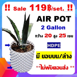 กระถาง air pot สีขาว 2 Gallon กระถางแอร์พอต ปลูก420 (air pot) size 20*25 cm (White) กระถางต้นไม้ กระถางพลาสติก