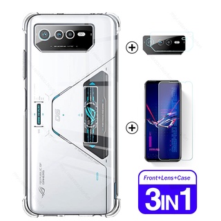 1to3 เคสนิ่ม + กระจกนิรภัยกันรอยกล้อง สําหรับ Asus ROG Phone6 Phone 6 Pro Rogphone 6Pro Rogphone6 5G 6.78 นิ้ว