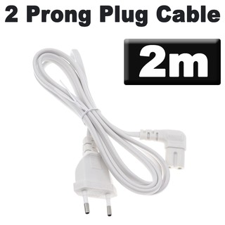 สายไฟ AC 2 Prong สีขาว ยาว 2M 2 Prong Plug to IEC320 C7 Figure 8 Angle Adapter Power Extension Cable Cord for LED TV.