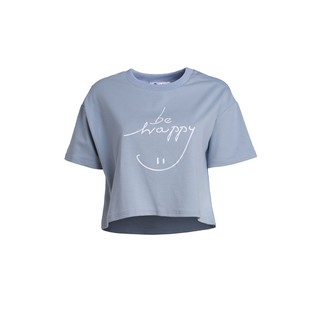 Ohayo เสื้อยืดพิมพ์ลาย Happy | Letter Print T-Shirt