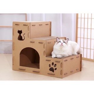 💕ที่นอนแมว บ้านแมว คอนโดแมว 💕กระดาษลูกฟูกแมวรังแบบบูรณาการ Super Large Cat House บ้านแมวลูกแมวนอนหลับรู้สึกได้