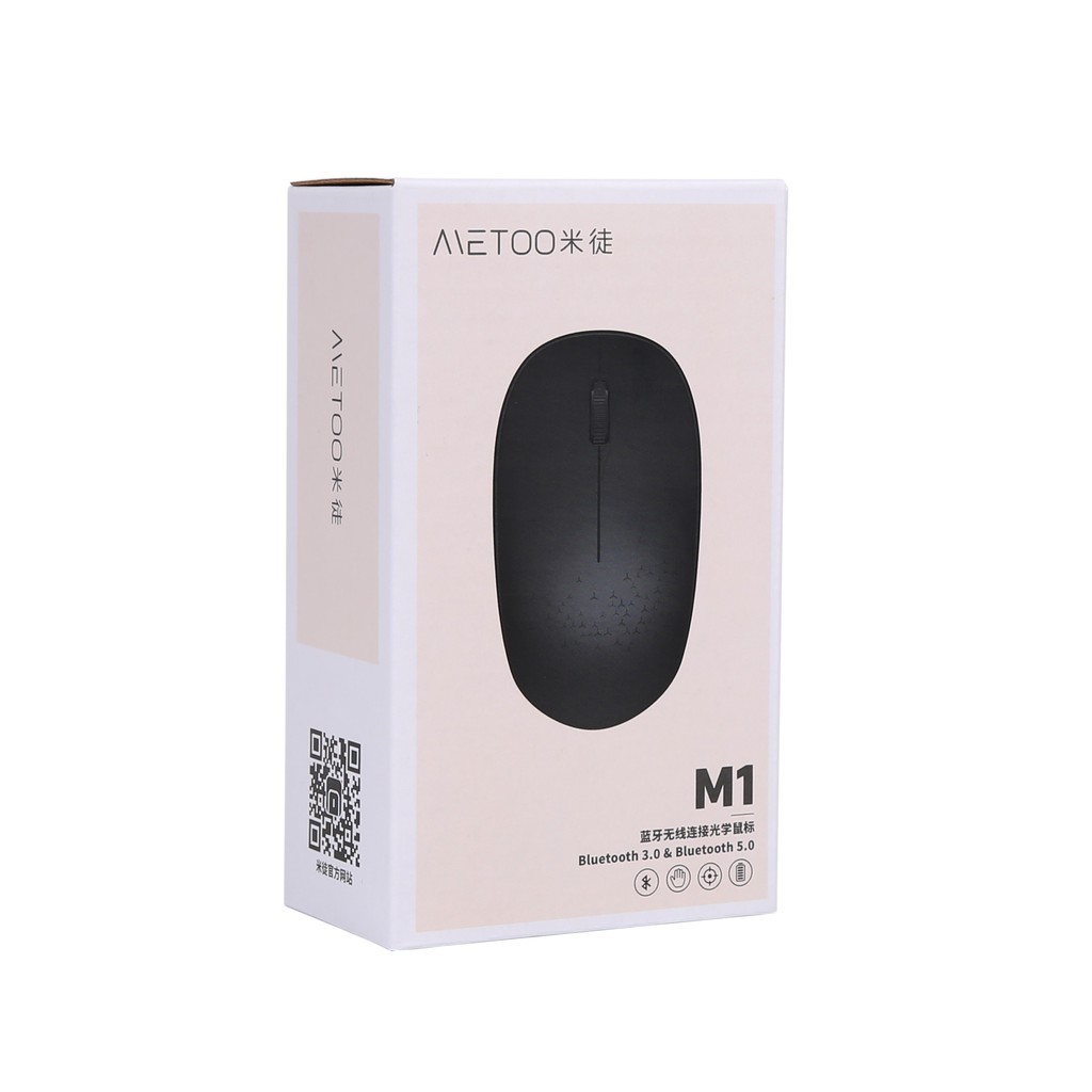 METOO รุ่น M1  Bluetooth 5.0 Optical Mouse เมาส์ไร้สาย คลิกไร้เสียง (สีดำ) ฟรี แบตเตอรี่ขนาด AA ใช้กับ คอมพิวเตอร์ เม้า