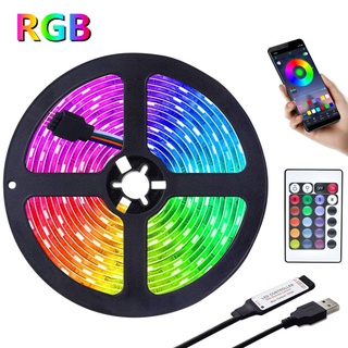 สายไฟ RGB LED 5 เมตร เทปโคมไฟไดโอด ยืดหยุ่น รีโมตคอนโทรลบลูทูธ พลังงาน USB DC5V ไฟแบ็คไลท์ทีวี ตกแต่งบ้าน