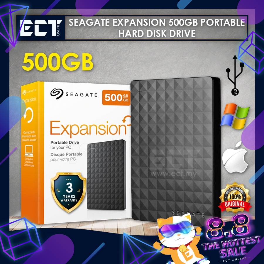 Seagate Expansion 500GB USB 3.0 Portable External Hard Disk Drive - Black ₨