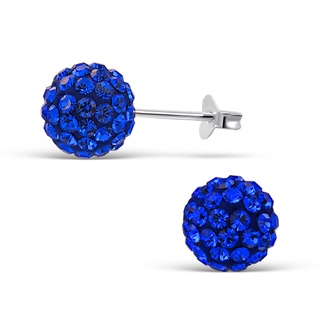 SILVER THAI Sapphire crystal Ball stud Earring disco ball silver stud Earrin เครื่องประดับเงินแท้ต่างหูเงินแท้925     ส