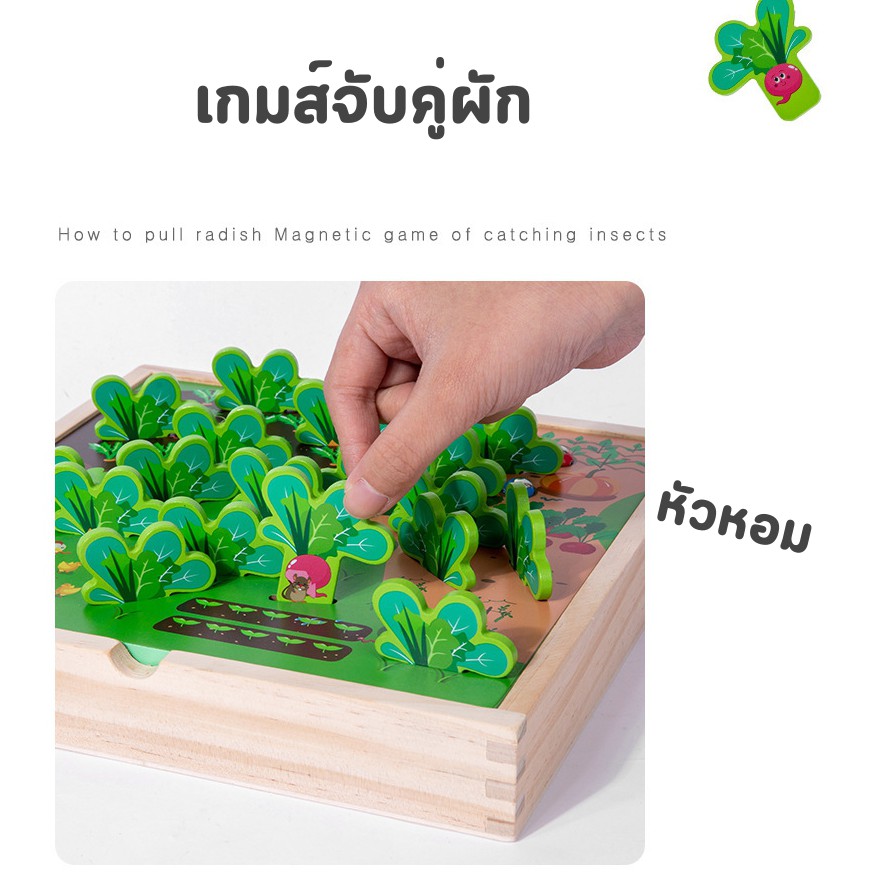 (พร้อมส่ง)2in1 ปลูกพืช ดูดหนอน เกมส์จับคู่ ของเล่นไม้ ของเล่นเด็ก ของเล่นเสริมพัฒนา Memory of Garden bug catching game - รูปที่ 5