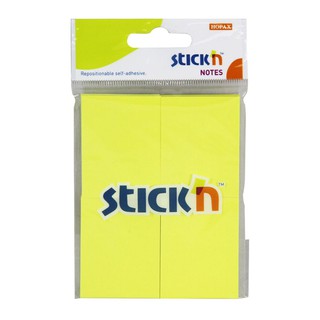 กระดาษโน้ตกาวในตัว ชนิดกาวหัว STICKN #21091 ขนาด 1.5x2 นิ้ว (1x4) สีเหลืองนีออน (PC)