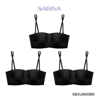 Sabina ซาบีน่า เสื้อชั้นใน INVISIBLE WIRE (Set 3 ชิ้น) (ไร้โครง) Body Bra The Series (เกาะอก) Seamless fit รุ่น Pretty Perfect รหัส SBXU8900BK สีดำ