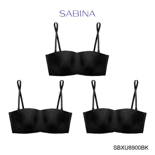 Sabina ซาบีน่า เสื้อชั้นใน INVISIBLE WIRE (Set 3 ชิ้น) (ไร้โครง) (เกาะอก) รุ่น Pretty Perfect รหัส SBXU8900BK สีดำ