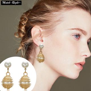 Trendy Earrings for Women Statement Gold Korean Cute Pearl Drop Dangle Earring