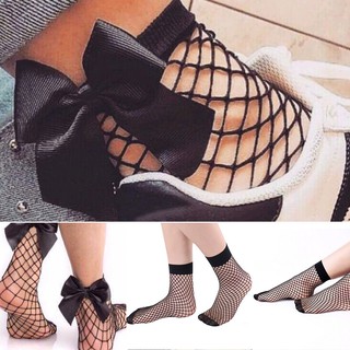 หญิงสาวแฟชั่น Ruffle Fishnet ถุงเท้าสูงถุงเท้าตาข่ายลูกไม้ Net ถุงเท้าสุทธิ