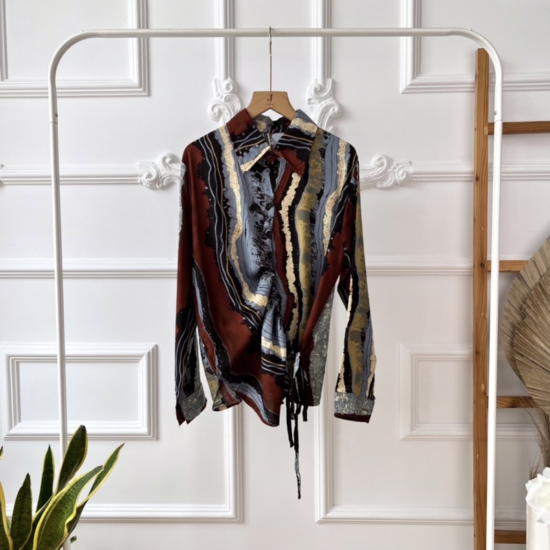 KEMEJA [WHOLESALE] JR203 - MONTANA BLUE MARBLE SHIRT (4pcs @ Rp. 77,000)