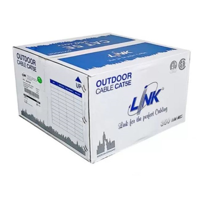 สายแลน Link รุ่น US-9015M มีสลิง CAT5E UTP, PE OUTDOOR  (Single Jacket) Black (350 MHZ) มีสลิง