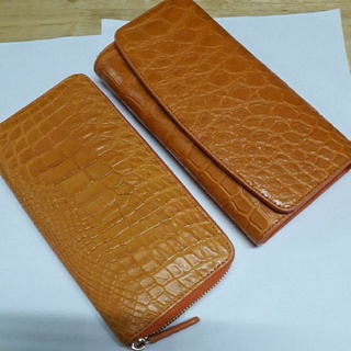 กระเป่าสตางค์สตรีแพคคู่สีส้มcrocodile purse package 2 pcs orange color for lady