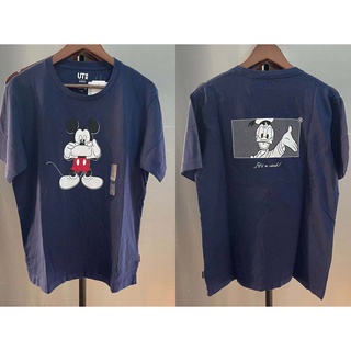 Uniqllo เสื้อยืดแขนสั้น พิมพ์ลาย Disney Mickey Motifs ทรงหลวม สําหรับคู่รัก 437611