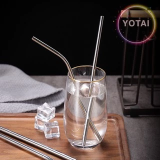 YOTAI หลอดดูดน้ำ แบบปลอดภัย Food-Grade แสตนเลส สแตนเลส สตีล หลอด งอหลอดแสตนเลส หลอดดูดน้ำ พร้อมที่ล้าง