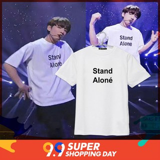 k-pop star เสื้อยืดคอสีขาว white Bts สไตล์ฮิปฮอป women t-shirt สไตล์ฮาราจูกุ ใหม่ แขนสั้น สดใส  เสื้อบอททอม bt