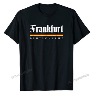 เสื้อยืดลําลอง ผ้าฝ้าย แขนสั้น พิมพ์ลาย Frankfurt Germany Lustiges Hemd Souvenir Gift สไตล์ฮิปฮอป สําหรับผู้ชาย