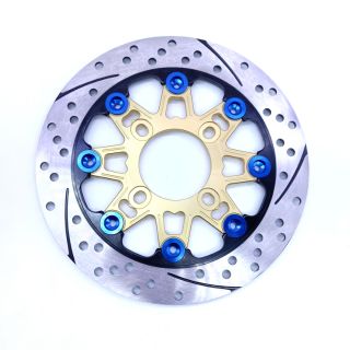 จานลายพระอาทิตย์  ไส้ทองหมุดน้ำเงิน ขนาด220 mm.   ใส่ W110i / W125i / Norco /Pcx