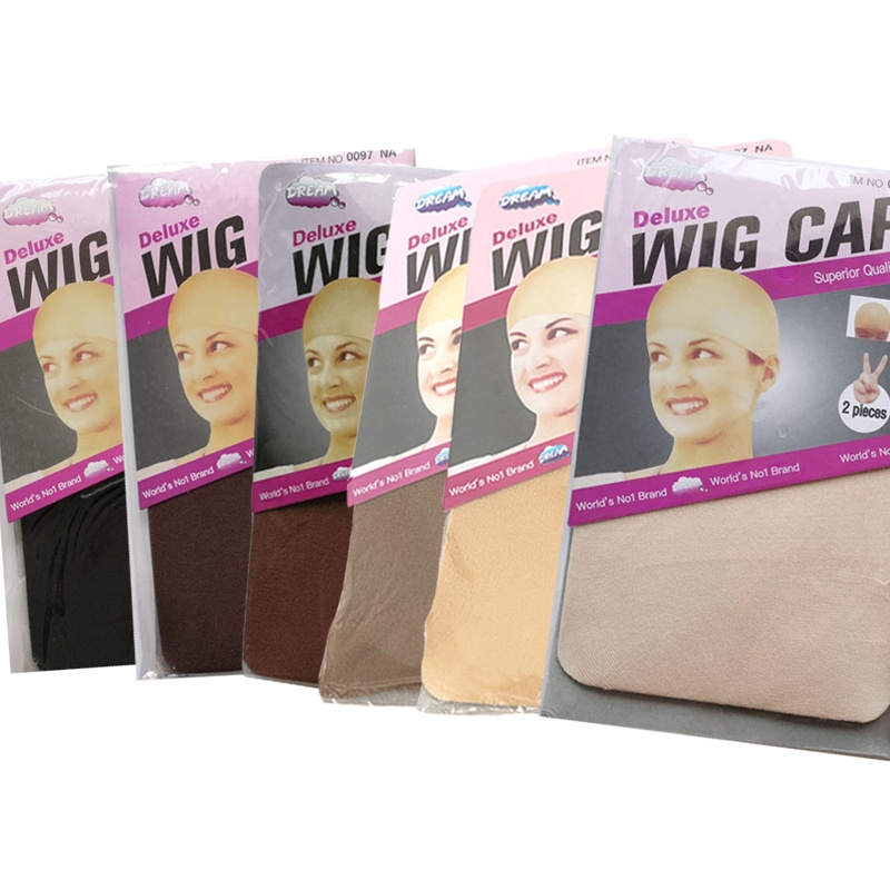 2PCS Stocking วิกผมหมวกแฟชั่นตาข่ายยืดหมวกวิกผมตาข่ายทอผ้าสีดําสีน้ําตาล Beige วิกผมผมสุทธิทําหมวก Hairnets