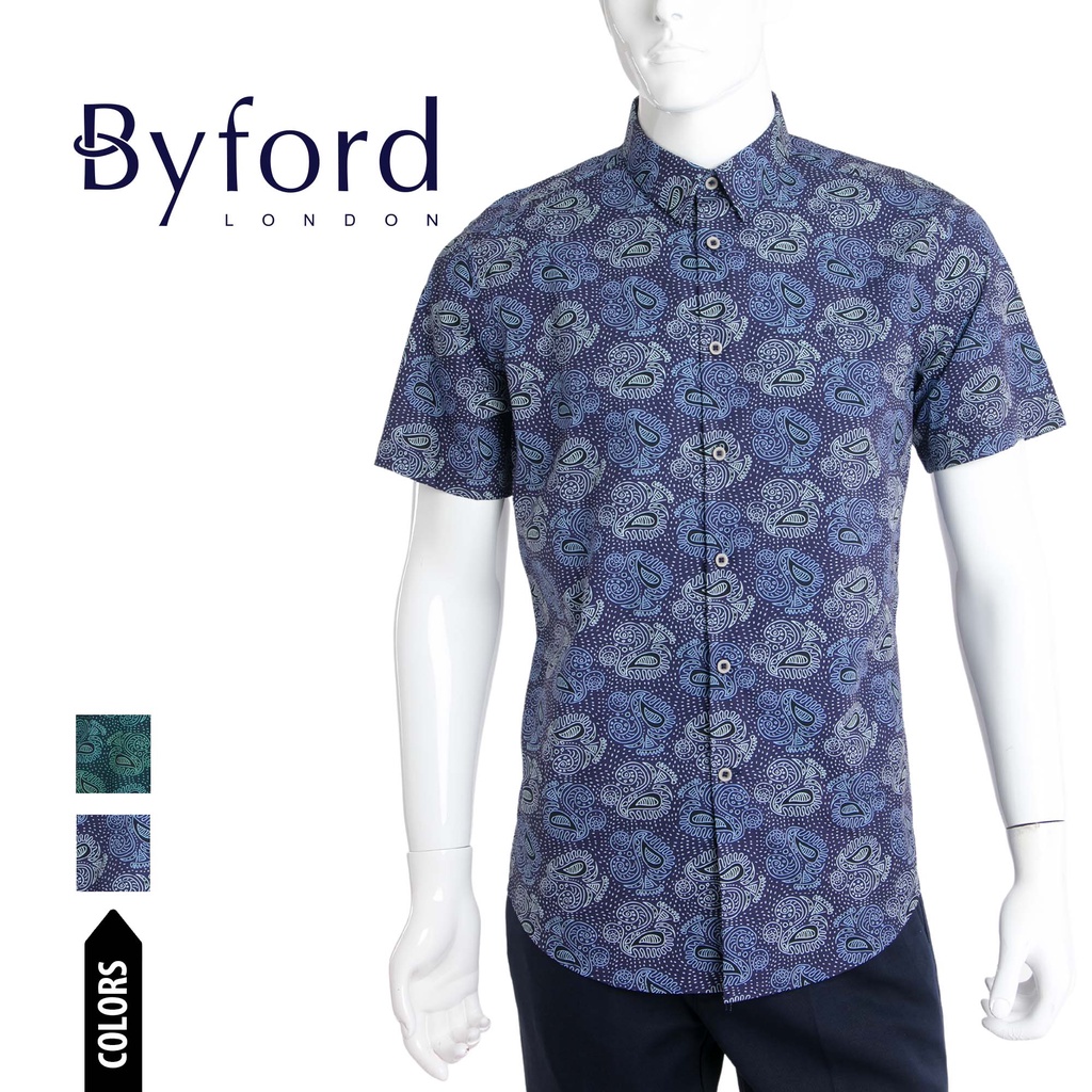 Byford Short Sleeve Slim Fit Batik - 3820007เอฟ