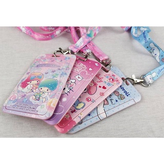 SANRIO กระเป๋าใส่บัตร ลาย Kitty Cinnamoroll Twin Star Batman Tomica Doraemon พร้อมสายคล้องคอ 7752