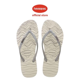 Havaianas รองเท้าแตะ เปิดหน้าเท้า แบบบาง สีเงิน / สีขาว สําหรับผู้หญิง