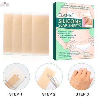 【DREAMER】 ELAIMEI 4Pcs/Box Silicone Gel Strips Patch Silicone Scar Sheets Reusable Silicone Scar Removal Patch