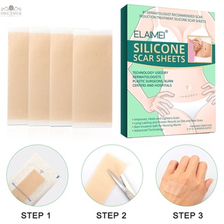 【DREAMER】 ELAIMEI 4Pcs/Box Silicone Gel Strips Patch Silicone Scar Sheets Reusable Silicone Scar Removal Patch