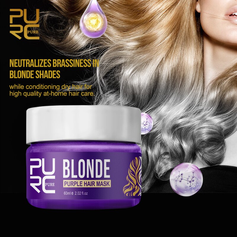 60ml Purple Hair Mask Removes Yellow And Brassy Tones Repairs Frizzy Make  Hair Soft Smooth Hair Mask | Shopee Thailand