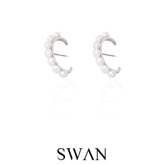 SWAN - Pearl Earring ต่างหูเงินแท้ ต่างหูมุกแท้ มุกน้ำจืด ต่างหูเจาะ