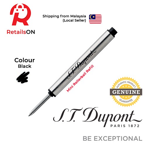 ST Dupont Refill Mini Rollerball - สีดํา | Mini Roller ball Pen Refill สําหรับ ST Dupont Paris