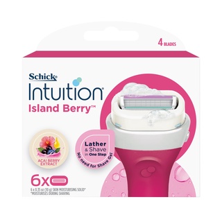 Schick Intuition Island Berry Womens Razor Blade Refills 6Ct ชุดรีฟิลมีดโกนหัวสบู่สูตรเบอรี่รุ่นพิเศษแพ็ค 6 ชิ้นสุดคุ้ม