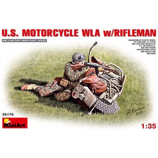 โมเดลฟิกเกอร์ทหาร MiniArt 1/35 MI35179 U.S. Motorcycle WLA w/Rifleman