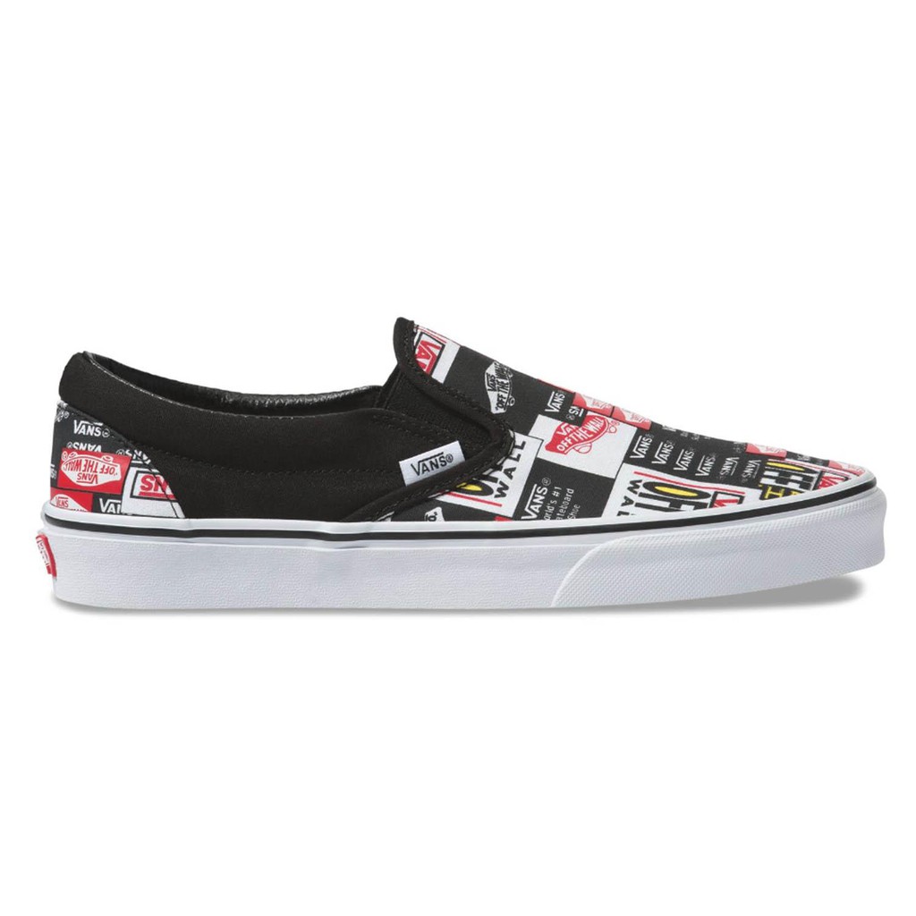 Vans Label Mix Classic Slip-on Black/White รองเท้าผ้าใบ แวนส์ แท้