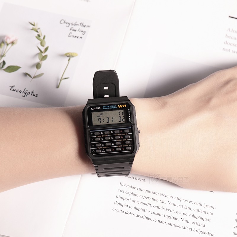 นาฬิกาเครื่องคิดเลข CASIO ของผู้ชาย Multifunctional Student Square Retro Electronic Watch Female CA-53W-1Z