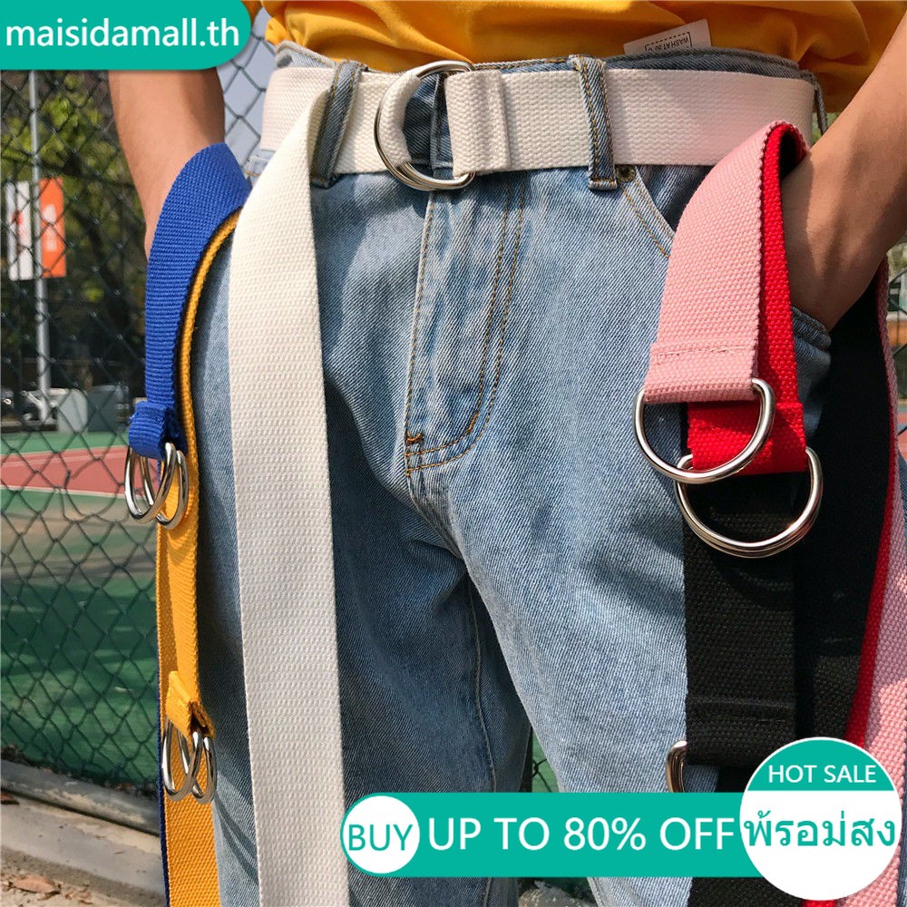 🔥ส่งไวจากไทย🔥 MSD เข็มขัดผ้า หัวเข็มขัดรูปทรงตัว มี10สี เข็มขัดไนล่อน สไตล์เกาหลี:Yellow