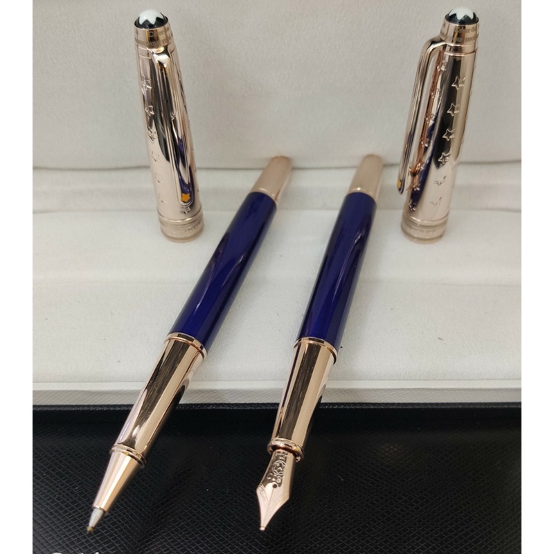 Mb Mont little prince 163 series ลูกกลิ้งหมึกซึม ปากกาลูกลื่น สีโรสโกลด์ สีฟ้า และสีเหลือง สําหรับโรงเรียน สํานักงาน ของขวัญ