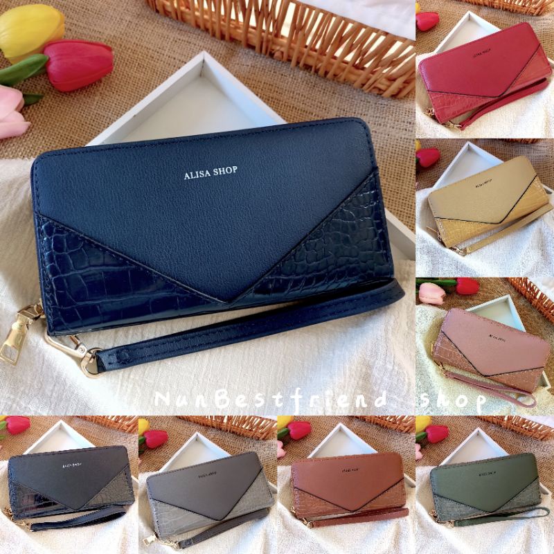 กระเป๋าตังค์นำโชค ALISA SHOP [ขนาดใบยาว] 8สี AN519#🎉แถมธูปใบ้หวย🎊