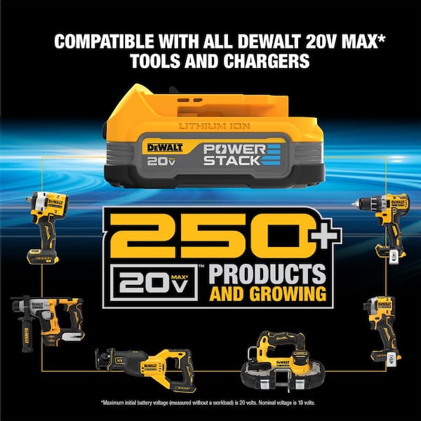 DEWALT POWERSTACK แบตเตอรี่ 20V  รุ่น DCBP034 1.7AH  / DCBP320 3.5AH / DCBP520 5AH / DCB2108 8AH POW